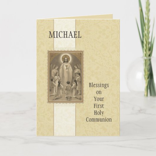 Jezus Eucharistie Engelen Eerste Heilige Communie Kaart (Voorkant)