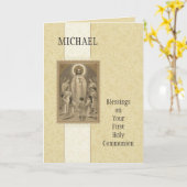 Jezus Eucharistie Engelen Eerste Heilige Communie Kaart (Gele Bloem)