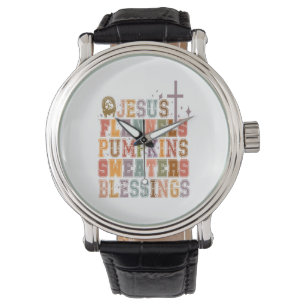 Jezus Flanels Pompoenen Sweaters Zegeningen Horloge