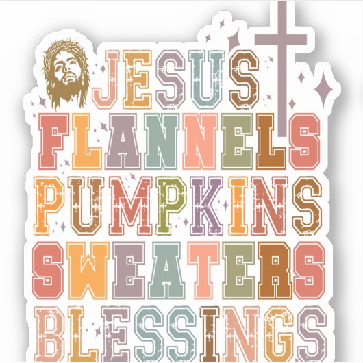 Jezus Flanels Pompoenen Sweaters Zegeningen Sticker (Voorkant)