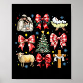 Jezus Geboorte Kerst Coquette Bow Kerststal Poster (Voorkant)