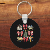 Jezus Geboorte Kerst Coquette Bow Kerststal Sleutelhanger (Voorkant)