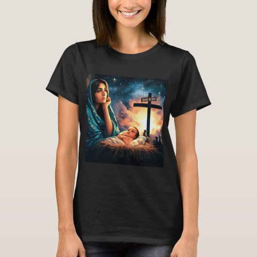 Jezus, geboren om te sterven, kruis, kerst, Christ T-shirt (Voorkant)