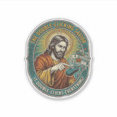 Jezus Gebroken Dubbelklikken Muis IT Kantoor Tech Sticker (Voorkant)
