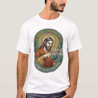 Jezus Gebroken Dubbelklikken Muis IT Kantoor Tech  T-shirt