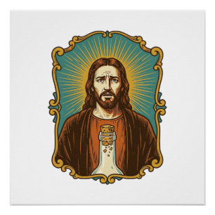  Jezus Gebroken Wijnkurk Vast in Fles Sommelier De Perfect Poster