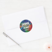 JEZUS GEEFT JE ECHTE VREDE Abstract blauw Ronde Sticker (Envelop)