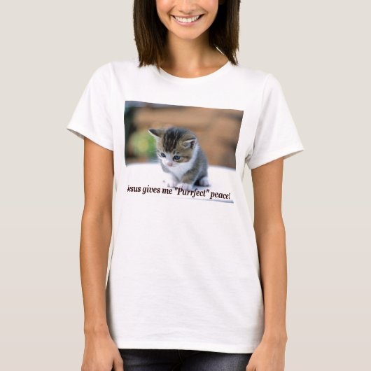 Jezus geeft me vrede (met Kat) T-shirt (Voorkant)