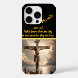 Jezus gekruisigd boven vredig water iPhone 16 pro hoesje