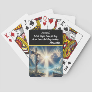 Jezus gekruisigd boven water in afwachting van ops pokerkaarten