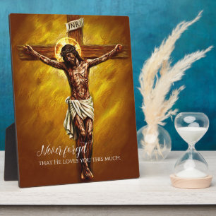 Jezus Gekruisigd Stierf voor Ons vanwege Onze Zond Fotoplaat