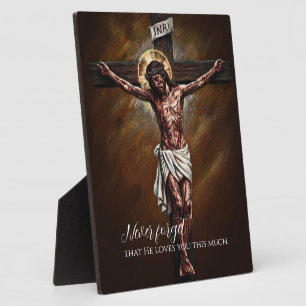 Jezus Gekruisigd Stierf voor Ons vanwege Onze Zond Fotoplaat