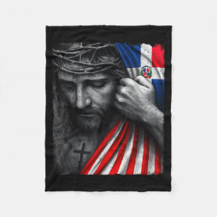 Jezus Geloof Kruis Kroon Amerika Dominicaanse Repu Fleece Deken