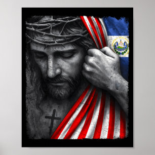 Jezus geloof kruis kroon Amerika El Salvador erfen Poster