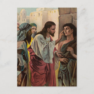 Jezus geneest het blinde man briefkaart