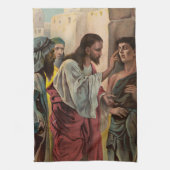 Jezus geneest het blinde man theedoek (Verticaal)