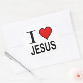 Jezus geschenken Ik hou van Jezus Ronde Sticker (Envelop)