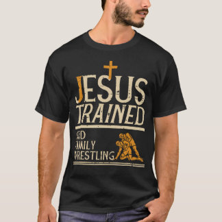 Jezus Getrainde God Familie Worstelen Christelijke T-shirt