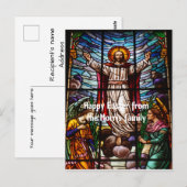 Jezus/Glas in lood Happy Easter bewerkbare tekst Briefkaart (Voorkant / Achterkant)