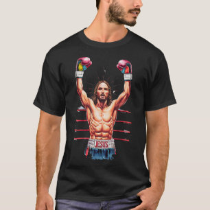 Jezus God Kickboksen of Boksen Overwinning Grappig T-shirt