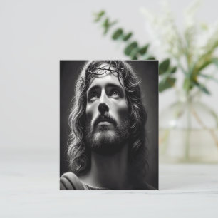Jezus goddelijke herder met tedere blik briefkaart