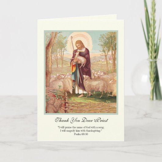 Jezus Goede Herder Priester Aanmoediging Kaart (Voorkant)