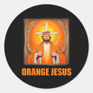 Jezus Grappig Trump 1 Ronde Sticker