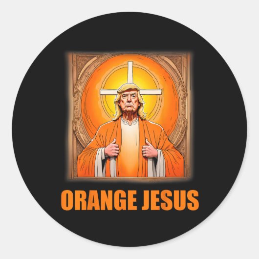 Jezus Grappig Trump 1 Ronde Sticker (Voorkant)