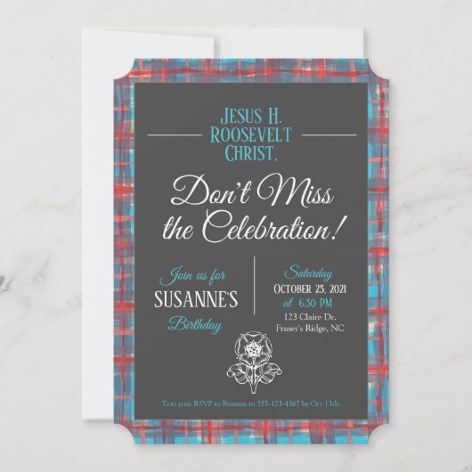 Jezus H. Roosevelt Tartan Birthday Uitnodiging (Voorkant)