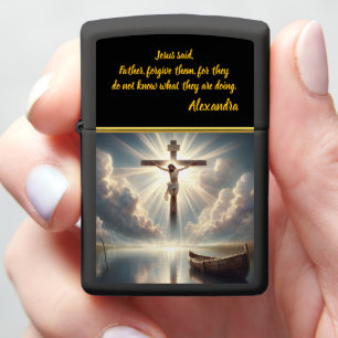 Jezus hangt aan het kruis over de wateren