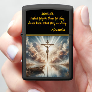 Jezus hangt boven stille reflecterende wateren