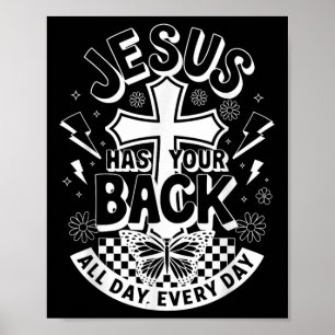 Jezus heeft je rug groovy retro Christelijke Manne Poster