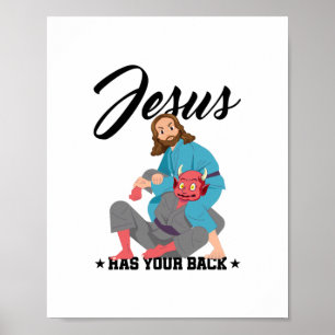Jezus heeft je rug Jiu-Jitsu BJJ Funny MMA Poster