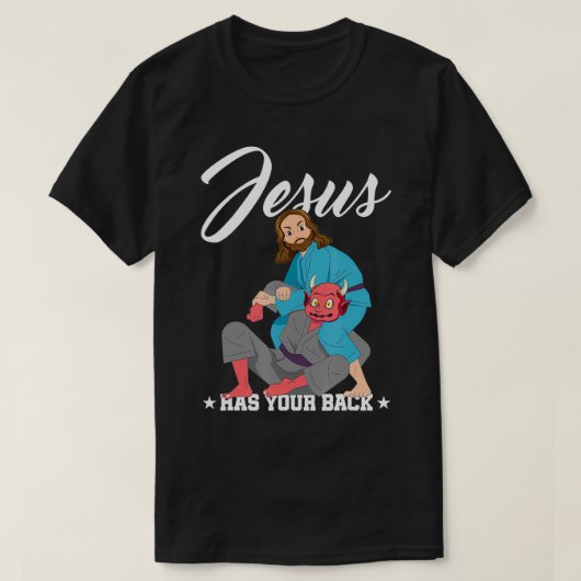 Jezus heeft je rug Jiu-Jitsu BJJ Funny MMA T-shirt (Design voorkant)