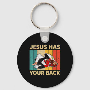 Jezus heeft je rug Jiu Jitsu Retro Christelijke Ma Sleutelhanger