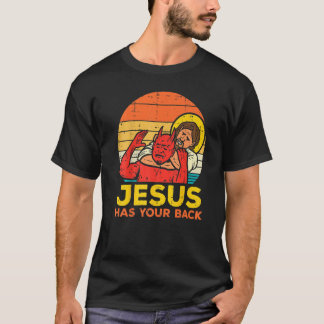 Jezus heeft je rug Jiu Jitsu Retro Christelijke Ma T-shirt