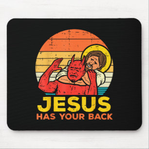 Jezus heeft je rug - Retro Sunset Jesus Worstelen Muismat