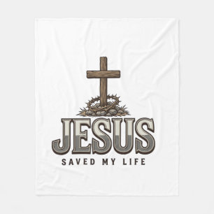 Jezus heeft mijn leven gered Vintage gravure Chris Fleece Deken