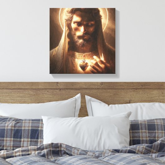 JEZUS HET HART VAN HET LICHT CANVAS AFDRUK (Insitu (Slaapkamer))