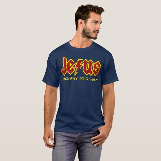 Jezus Highway to Heaven Funny Christelijk T-shirt (Voorkant volledig)