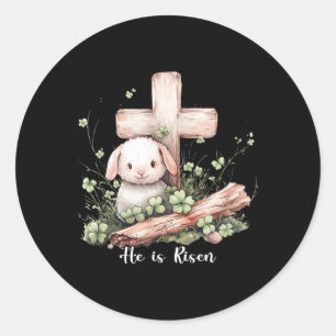 Jezus Hij is verrezen Kruislam doornen kroon Pasen Ronde Sticker
