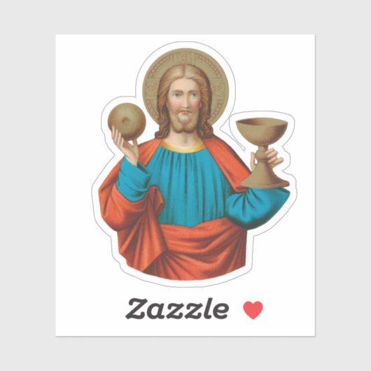 Jezus houdt de Eucharist vast (SNV 050) Sticker (Vel)