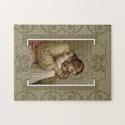 Jezus houdt jonge meid vast legpuzzel (Horizontaal)