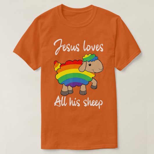 Jezus houdt van al zijn Sheep LGBTQ-vlag T-shirt (Design voorkant)