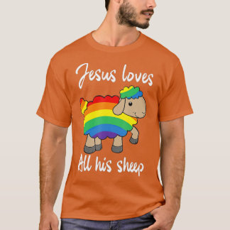 Jezus houdt van al zijn Sheep LGBTQ-vlag T-shirt