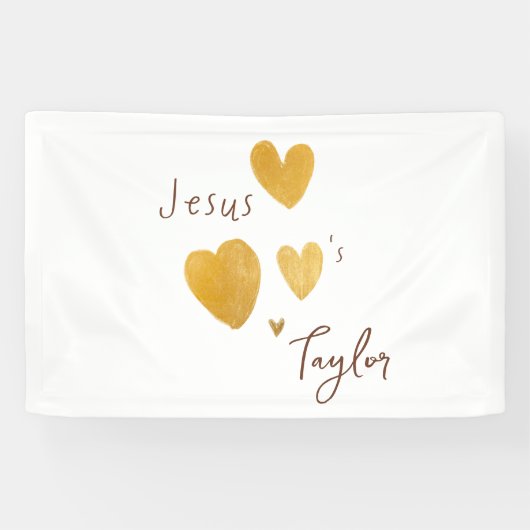 Jezus houdt van Custom Name Banner Sign modern (Horizontaal)