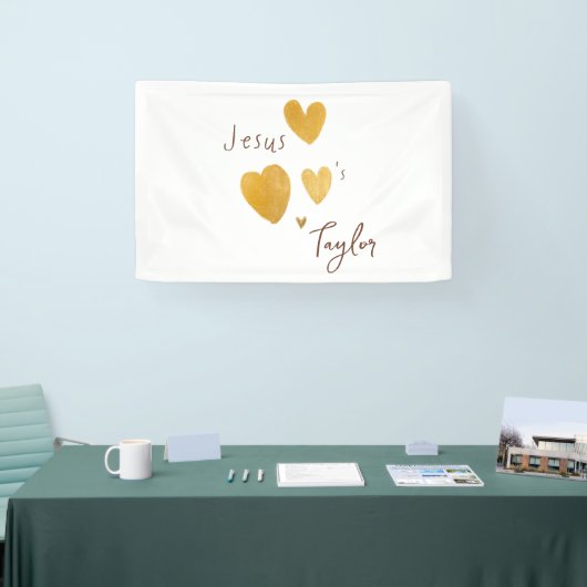 Jezus houdt van Custom Name Banner Sign modern (Beurs)