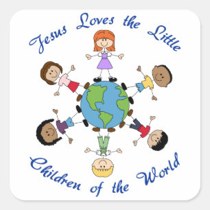 Jezus houdt van de kinderen vierkante sticker