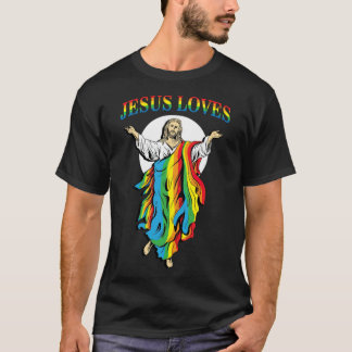 Jezus houdt van gay pride regenboog holebi shirt