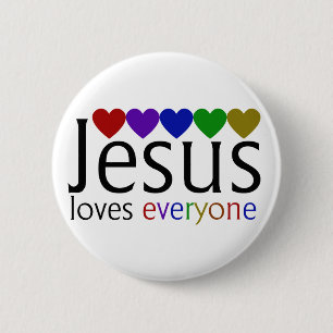 Jezus houdt van iedereen ronde button 5,7 cm